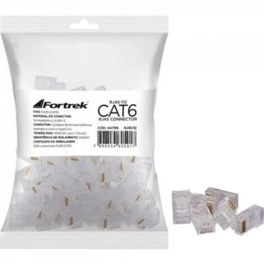 Imagem de Conector RJ45 CAT6 Fortrek, 100 Unidades