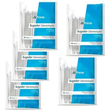 Imagem de Kit 5 Sugador Odontológico Descartável Transparente 200Un - All Prime