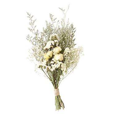 Imagem de PETSOLA Flores Secas Buquê de Plantas Ornamentos de Flores para Decoração DIY Vaso para Casa Festa de Casamento Decoração Adereço de fotografía, Branco, Tamanho real