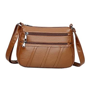 Imagem de Newmind Bolsa tiracolo de couro PU para mulheres, casual, bolsa de ombro, bolsa de mão, bolsa para mulheres, escritório, crossbody, Marrom