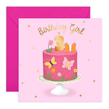 Imagem de Central 23 - Cartão de aniversário de menina fofa – 3º aniversário – "Birthday Girl" – Doces cartões de aniversário para ela – Cartão de aniversário ideal para crianças – Vem com adesivos fofos