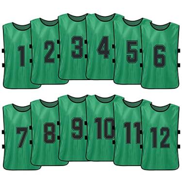 Imagem de Tingpai 12 PCS Adultos Futebol Pinnies Secagem Rápida Football Team Jerseys Esportes Juvenis Scrimmage Time de Futebol Treino Babadores nume dos Prática Colete espo vo