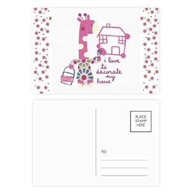 Imagem de Decore Casa Girafa Rosa Desenhos Animados Animal Natal Flor Celebração Cartão postal Bênção