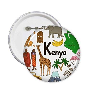 Imagem de Broche de bandeira nacional de animais do Quênia Landscap com emblema de botão para decoração 5 peças