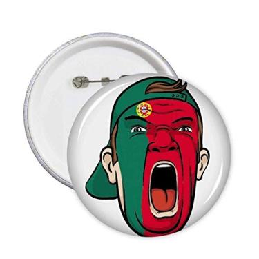 Imagem de Bandeira de Portugal para maquiagem cabeça gritando boné alfinetes crachá botão emblema acessório decoração 5 peças