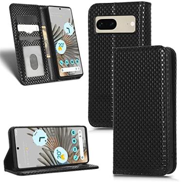 Imagem de Pearlescent Lattice Capas de telefone Google Pixel 7 7 Pro Capa de couro Luxo com slots magnéticos para cartões carteira clipe para telefone Google Pixel 7 7 Pro capas (preto, Google Pixel 7)