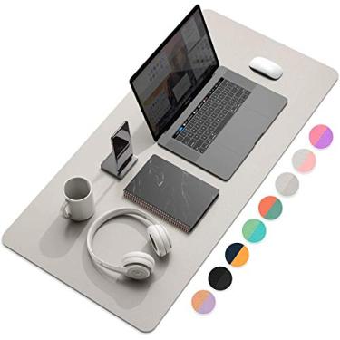 Imagem de YSAGI Protetor de mesa de dupla face, tapete de mesa antiderrapante – borrão de mesa de couro PU impermeável para mouse, teclado, escrita (80 cm x 40 cm, cinza)
