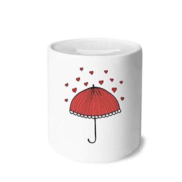 Imagem de DIYthinker Guarda-chuva vermelho de renda para o clima do coração caixa de dinheiro caixa de cerâmica porta-moedas presente de cofrinho