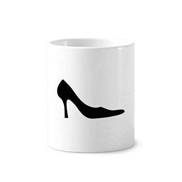 Imagem de Suporte feminino de ponta de salto alto padrão preto escova de dentes caneca suporte de cerâmica copo lápis
