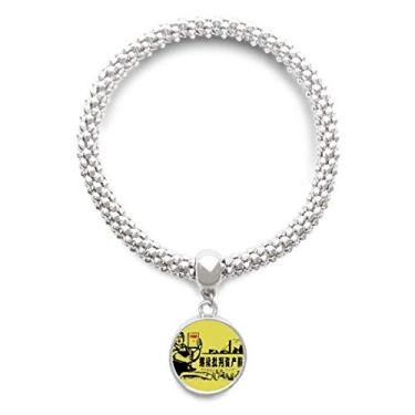 Imagem de DIYthinker Worker Camponesa Chinesa Revolution Vermelha Pulseira Pingente Joias Corrente Ajustável