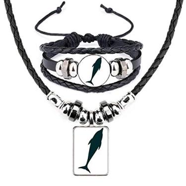 Imagem de Blue Ocean Docile Streamline Conjunto de joias de couro golfinho