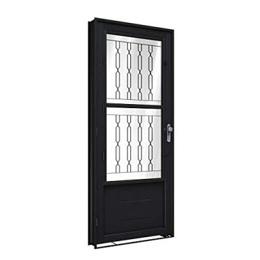 Imagem de Porta de Aço de Giro com Postigo e Grade Mosaico 215x90cm Facilitá Lucasa Preto