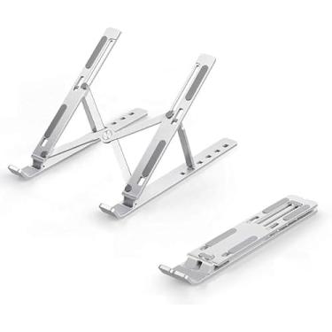 Imagem de Suporte De Notebook De Alumínio Ajustável Para Notebook De 6 Ângulos Ajustável De Alumínio Dobrável E Ergonômico Para Desktop Portátil Compatível Com Macbook, Ipad, Hp, Dell, Lenovo 10-17 Polegadas
