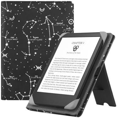 Imagem de HGWALP Capa universal para leitores digitais de 15 cm, 17,3 cm, capa fólio de couro com alça de mão compatível com Paperwhite/Kobo/Tolino/Pocketook/Sony 15-17 cm E-Book Reader-Constelação