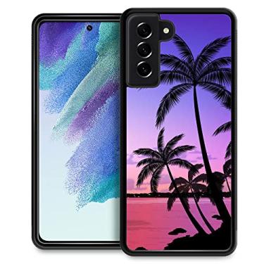 Imagem de ZHEGAILIAN Capa compatível com Samsung Galaxy S23 FE, capa colorida pôr do sol folha de palmeira Galaxy S23 FE capas para meninas, capa protetora antiderrapante de TPU macio compatível com Samsung Galaxy S23 FE de 6,4 polegadas