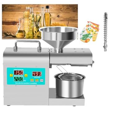 Imagem de KKSOUFX Máquina Prensa Óleo Elétrica,Moedor Óleo Sementes Nozes Comerciais,Prensa Óleo Automática 820 W, Painel Controle Temperatura,Prensagem Contínua 24 Horas/Quente/Frio
