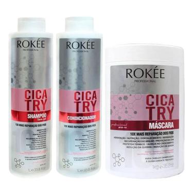 Imagem de Kit ROKÉE Shampoo + Condicionador 1L + Máscara Cicatry 1KG