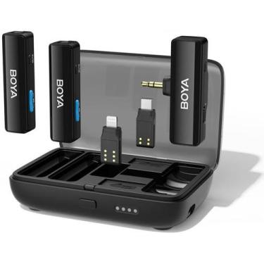 Imagem de Microfone sem fio boyalink sistema wireless dual preto