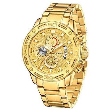 Imagem de Relógio masculino de quartzo de aço inoxidável e metal com cronógrafo 