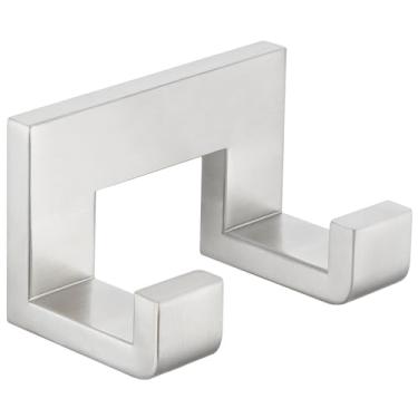 Imagem de APLusee Gancho duplo de toalha de níquel escovado, suporte quadrado de aço inoxidável 304, cabide prático de armazenamento doméstico para banheiro, cozinha, montado na parede