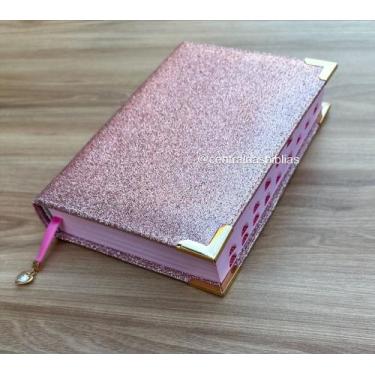 Imagem de Bíblia NAA Glitter nude capa dura acolchoada com cantoneiras - SBB