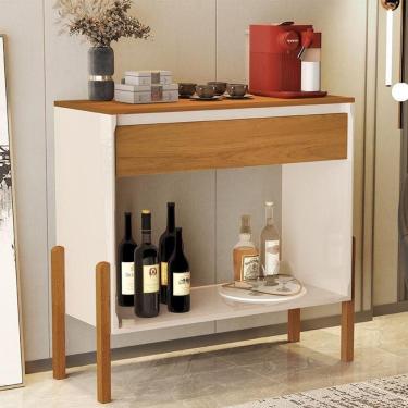 Imagem de Aparador Sala Libano Com 1 Gaveta E Pés De Madeira Maciça Off White/nature Off White/nature