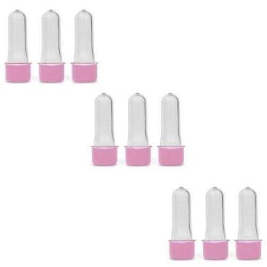 Imagem de Kit 100 Mini Tubete com tampa rosa 8cm Acrílico P/ Personalizar Festa 