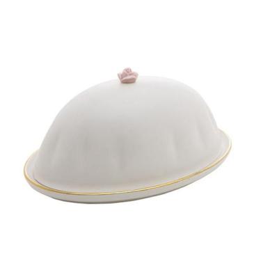 Imagem de Manteigueira Wolff Porcelana Flower Branco 16x10x9cm 18137