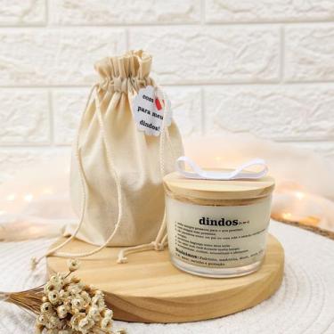 Imagem de Lembrancinha de batizado para padrinhos vela aromática 100g saco algod