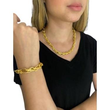 Imagem de Cordão + Pulseira Balão 13mm Feminino - Banhado a Ouro 18k - ToJoia18k