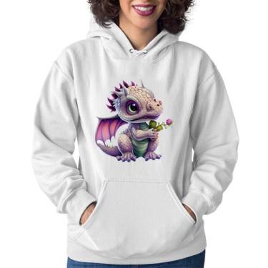 Imagem de Moletom Feminino Dragão Bebê - Foca na Moda, Branco, GG