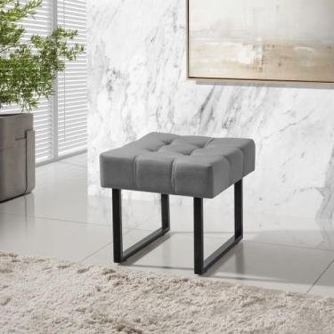 Imagem de Puff Banqueta Estofada Quadrada Pés Em Aço Para Decoração  - Mobigu, C