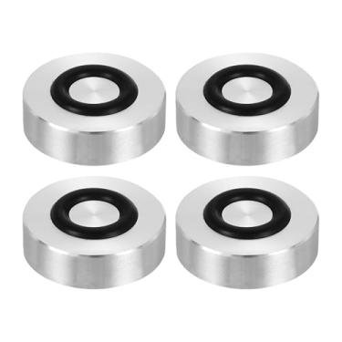 Imagem de uxcell Rosca M8 25 mm / 2,5 cm diâmetro 10 mm espessura disco disco disco adaptador superior de vidro 4 peças redondo sólido mesa pés almofada placa hardware com anel de borracha antiderrapante