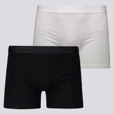 Imagem de Kit 2 Cuecas Lupo Boxer Elastic Branca e Preta, P