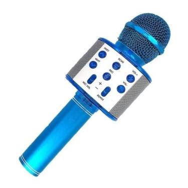 Imagem de Microfone Karaoke Bluetooth 2 Alto-Falant Usb Ws-858 - KTV, Azul