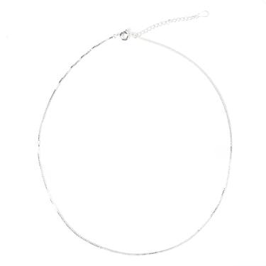 Imagem de Colar de corrente de ouro rosa e prata para mulheres, corrente fina para mulheres, corrente de 38 cm, Small, Metal