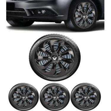Imagem de Kit 4 Calota Esportiva Velox Preto Aro 13 - Universal (RLT2) Sandero Logan Clio Megane Fluence Symbol