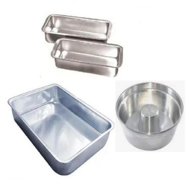 Imagem de Kit 4 Assadeiras - Formas Pão Grande 2pçs - Forma de Pudim de 20cm - F