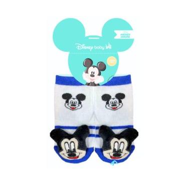 Imagem de Meia Baby com Chocalho Antiderrapante Mickey e Minnie Jolitex, Mickey,