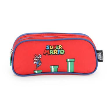 Imagem de Estojo Escolar Duplo Organizador 2 Divisórias Super Mario - Luxcel