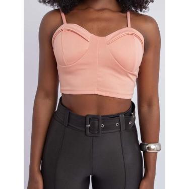 Imagem de Cropped Blusinha Regata Decote Neoprene Retro Moda Verão Top - SWISS B