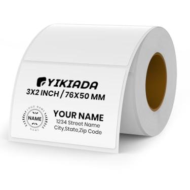 Imagem de YIKIADA Etiquetas térmicas diretas brancas de vinil 7,6 x 5,8 cm, autoadesivas, retangulares, rolos, à prova d'água, para impressora com etiqueta de nome, código QR, faça você mesmo, endereço de