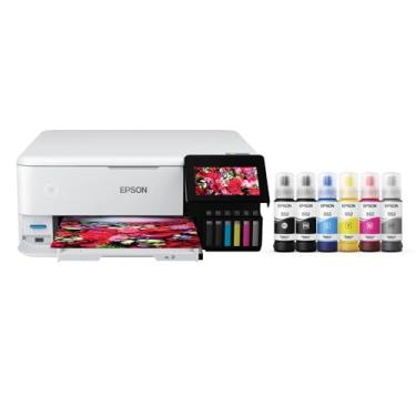 Imagem de Epson Impressora Supertank Photo ET-8500 sem fio de formato amplo colorido multifuncional com scanner, copiadora, Ethernet e tela sensível ao toque de 4,3 polegadas