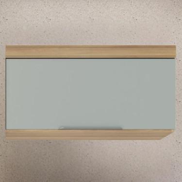 Imagem de Armário Aéreo Geladeira 1 Porta 100 MDF - Faura, Nature/Verde