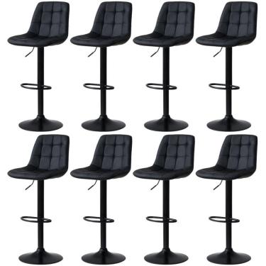 Imagem de Kit 8 Banqueta Alta Elegance  Com Base Giratória E  - Preto
