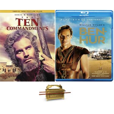 Imagem de Generic Os Dez Mandamentos 1956 E 1923 Ben-Hur Charlton Heston Triple Feature 4 Blu-Ray Set Inclui Bônus Ark Of Covenants Art Card