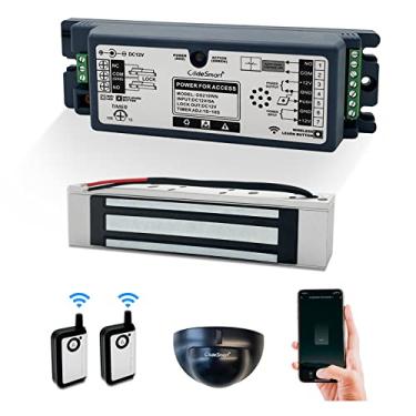 Imagem de OlideSmart Kit De Sistema Fechadura Magnética Elétrica Com Controle Acesso Wi-Fi, Força Retenção 400 Lb, Remoto E Aplicativo Para Smartphone, Sensor Movimento Pareado