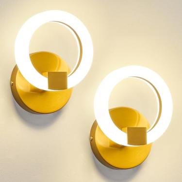 Imagem de BNHHLZ Conjunto De Duas Arandelas Parede Douradas Com Iluminação Led 4000K E Cúpula Acrílico 5,91'' Para Banheiro, Quarto Corredor