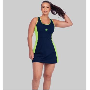Imagem de Vestido Feminino Esportivo De Beach Tennis Bicolor Modelo Regata Short