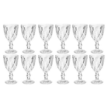 Imagem de Jogo 12 Taças Água/Vinho Vidro Transparente Diamante Premium 300ML